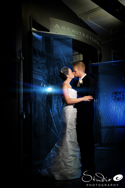 Glassworks wedding Louisville bride and groom