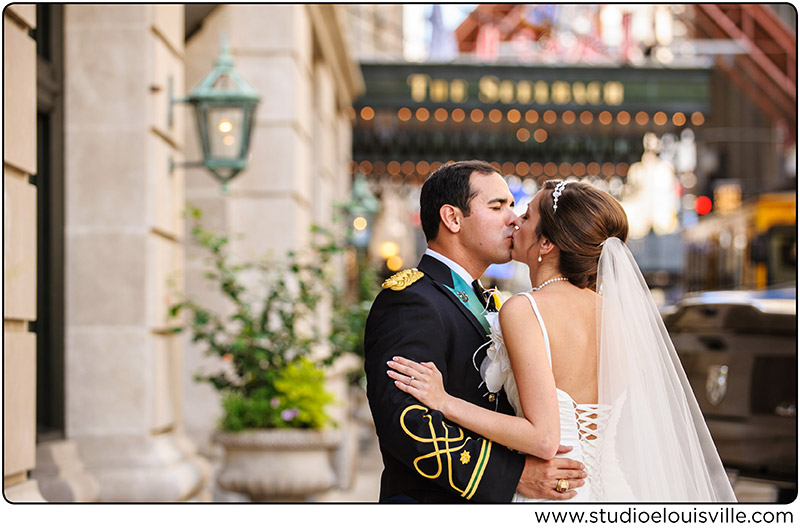 Wedding at the Seelbach - louisville ky - bride and groom kiss